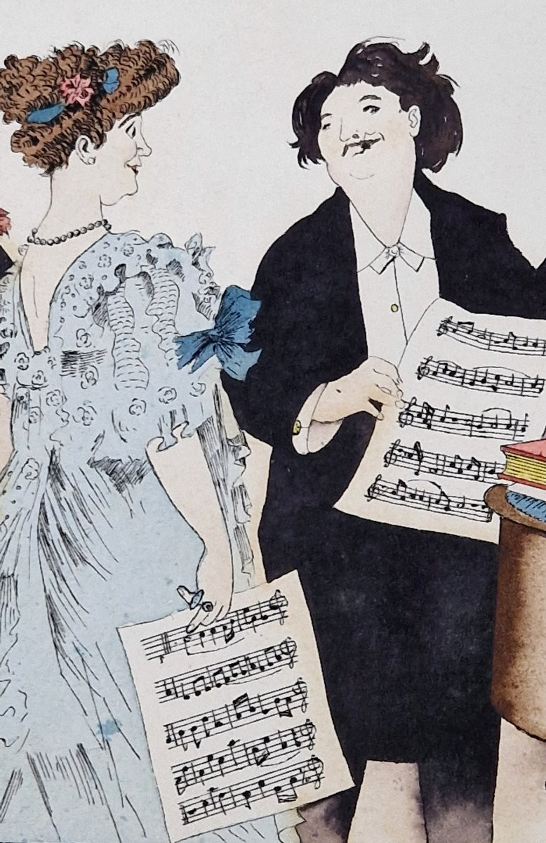 Albert Guillaume 1873-1942 Le quatuor Aquarelle-photo-3
