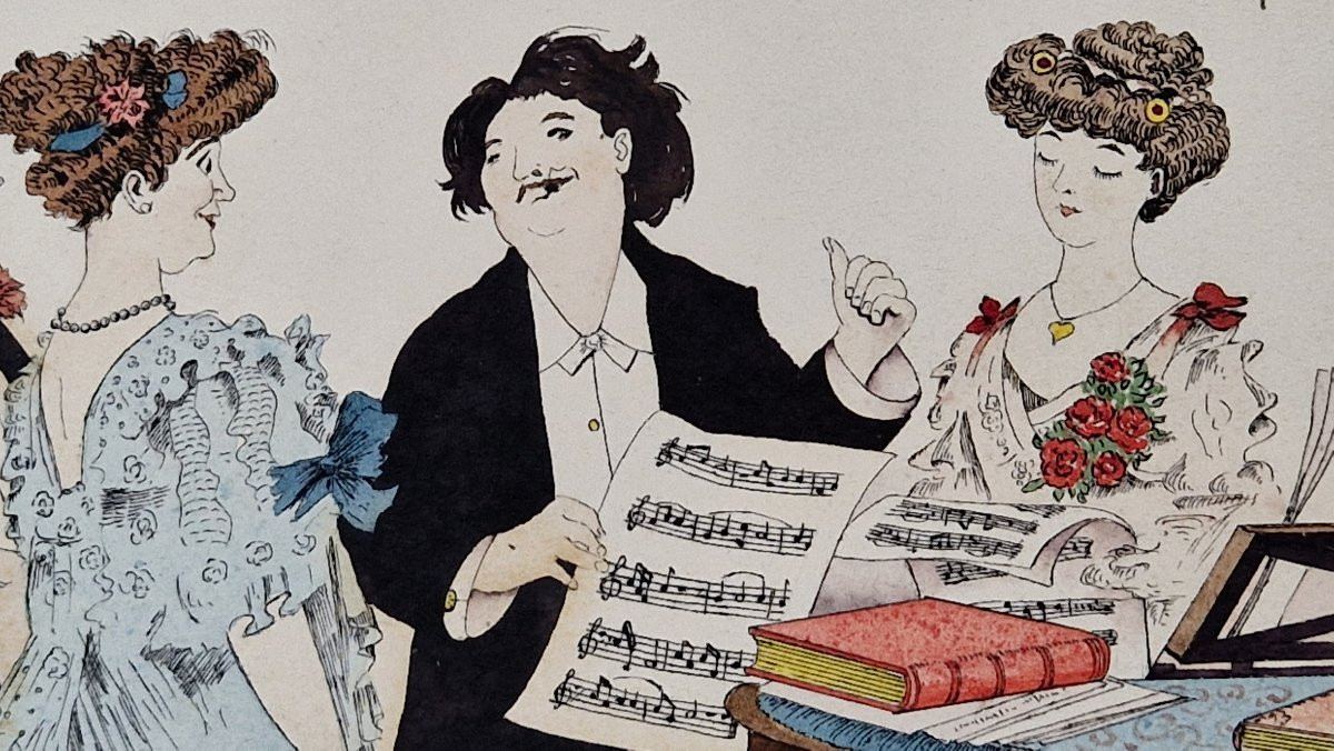 Albert Guillaume 1873-1942 Le quatuor Aquarelle-photo-1