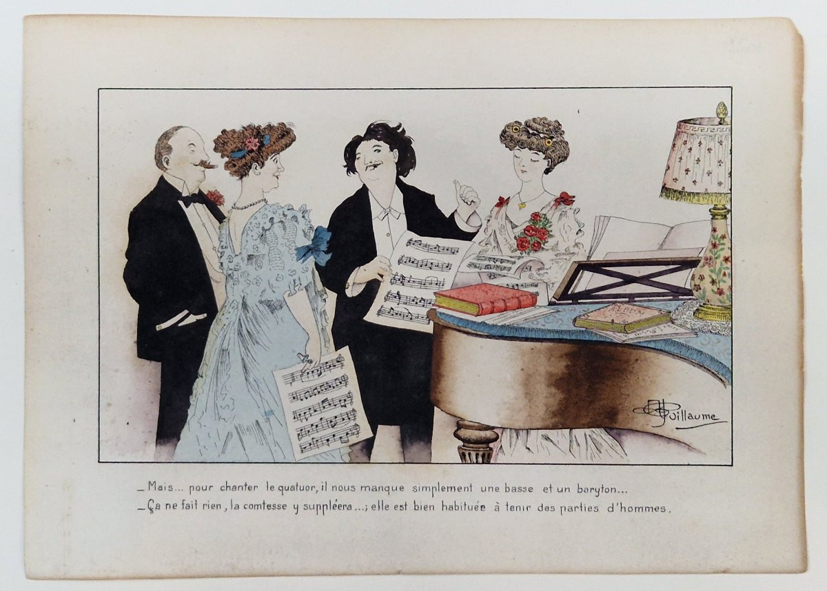 Albert Guillaume 1873-1942 Le quatuor Aquarelle-photo-2