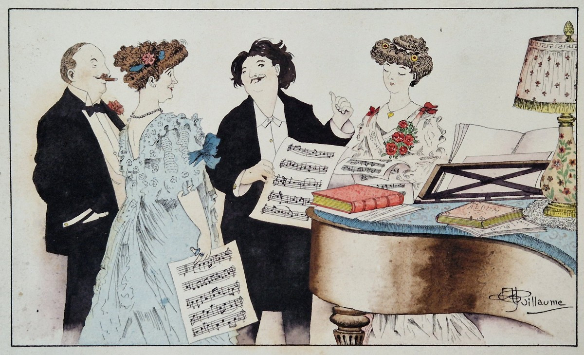 Albert Guillaume 1873-1942 Le quatuor Aquarelle