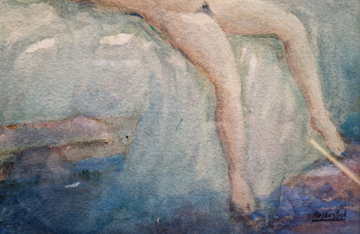 Isidore Rosenstock 1880-1956 Nu allongé Aquarelle-photo-4
