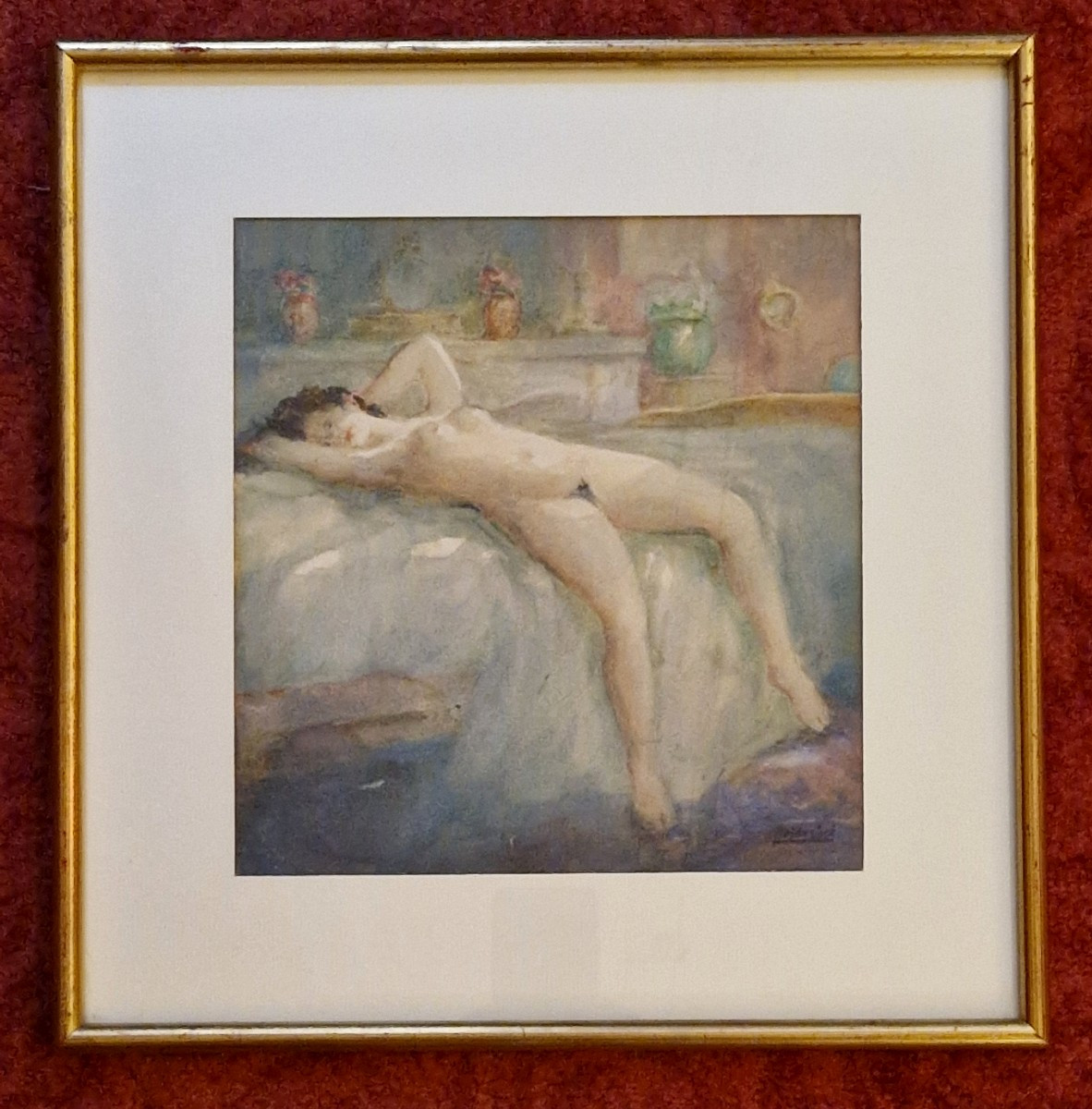 Isidore Rosenstock 1880-1956 Nu allongé Aquarelle