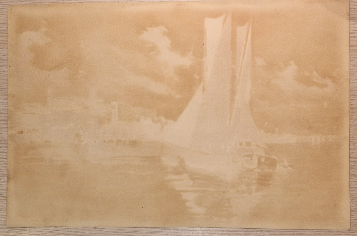 Louis Germain 1897-1952 Sailboats Off Cannes Watercolor-photo-1