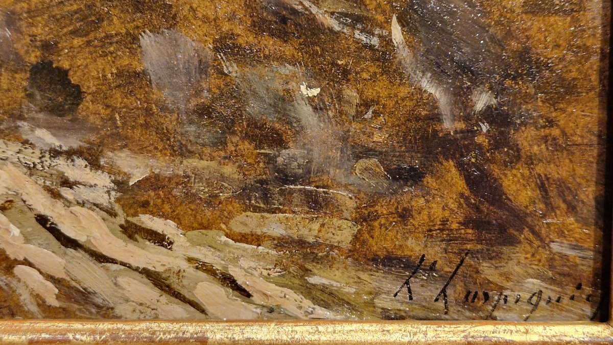 Henri Harpignies 1819-1916 Chemin dans les bois Huile sur carton-photo-4