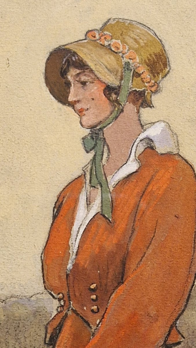 Etienne-Prosper Berne-Bellecour 1838-1910 Elégante au barzoï Gouache-photo-4