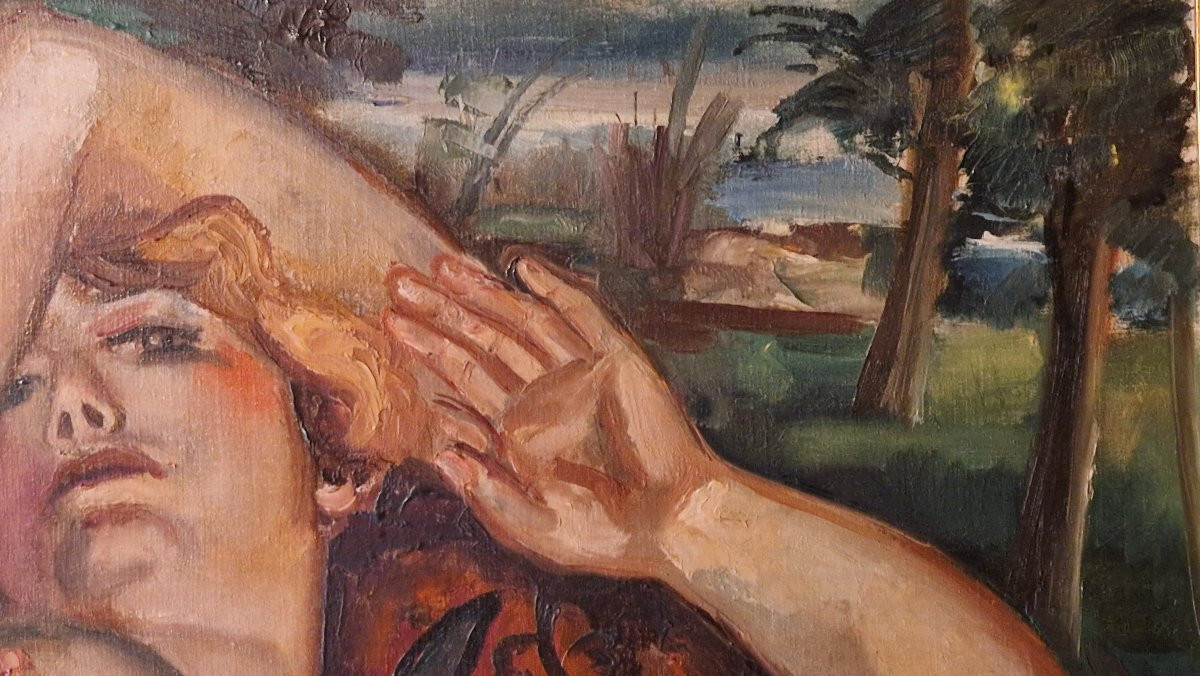 André Favory 1888-1937 Grand nu allongé Huile sur toile-photo-4