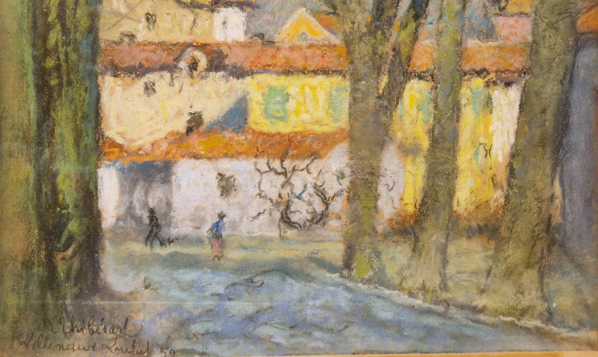 Raymond Thibésart 1874-1968 Villeneuve-Loubet Pastel-photo-2