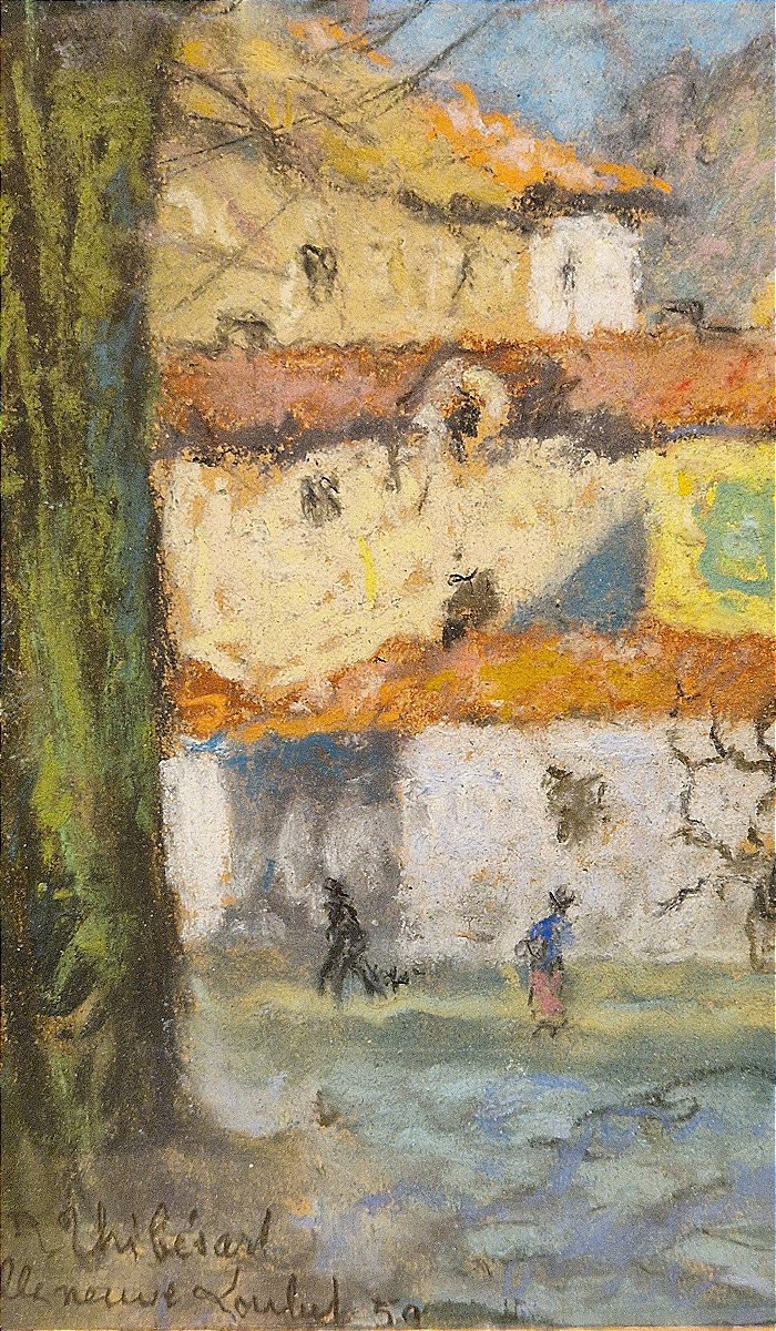 Raymond Thibésart 1874-1968 Villeneuve-Loubet Pastel-photo-3