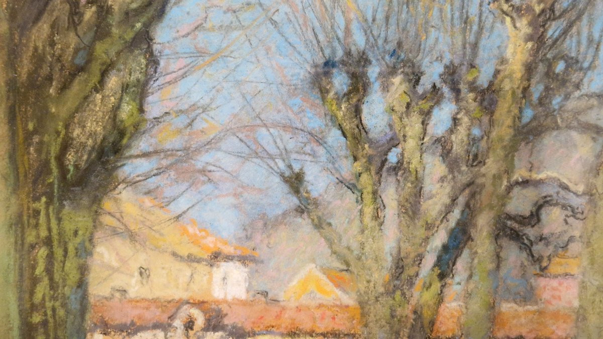 Raymond Thibésart 1874-1968 Villeneuve-Loubet Pastel-photo-1