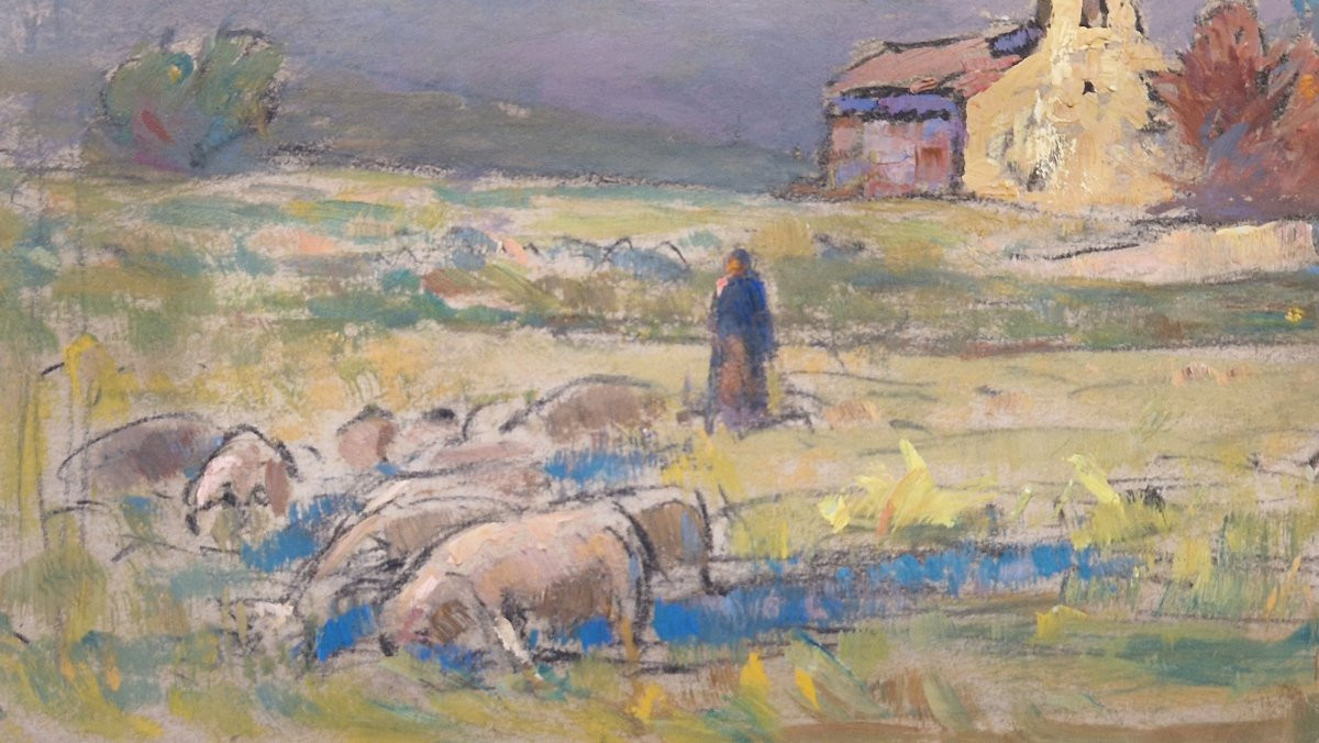 Georges Ricard-cordingley 1873-1939 Sainte Marguerite Chapel In Cabris Oil On Paper-photo-2