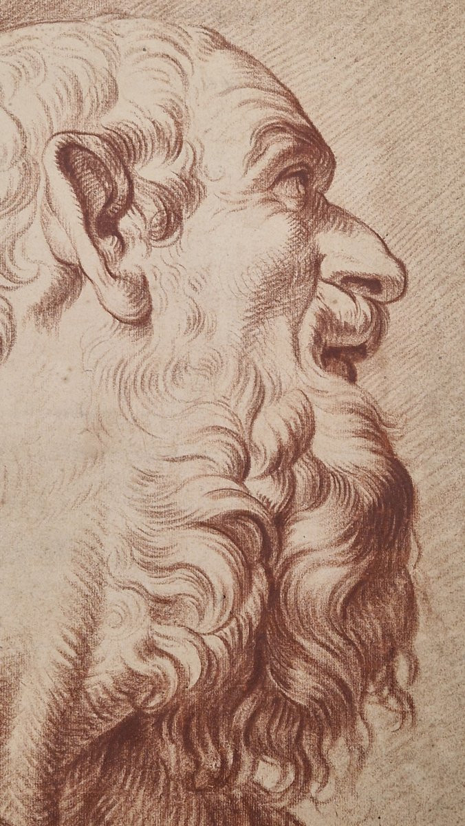 Ecole française 18ème siècle Un apôtre Dessin au crayon sanguine-photo-2