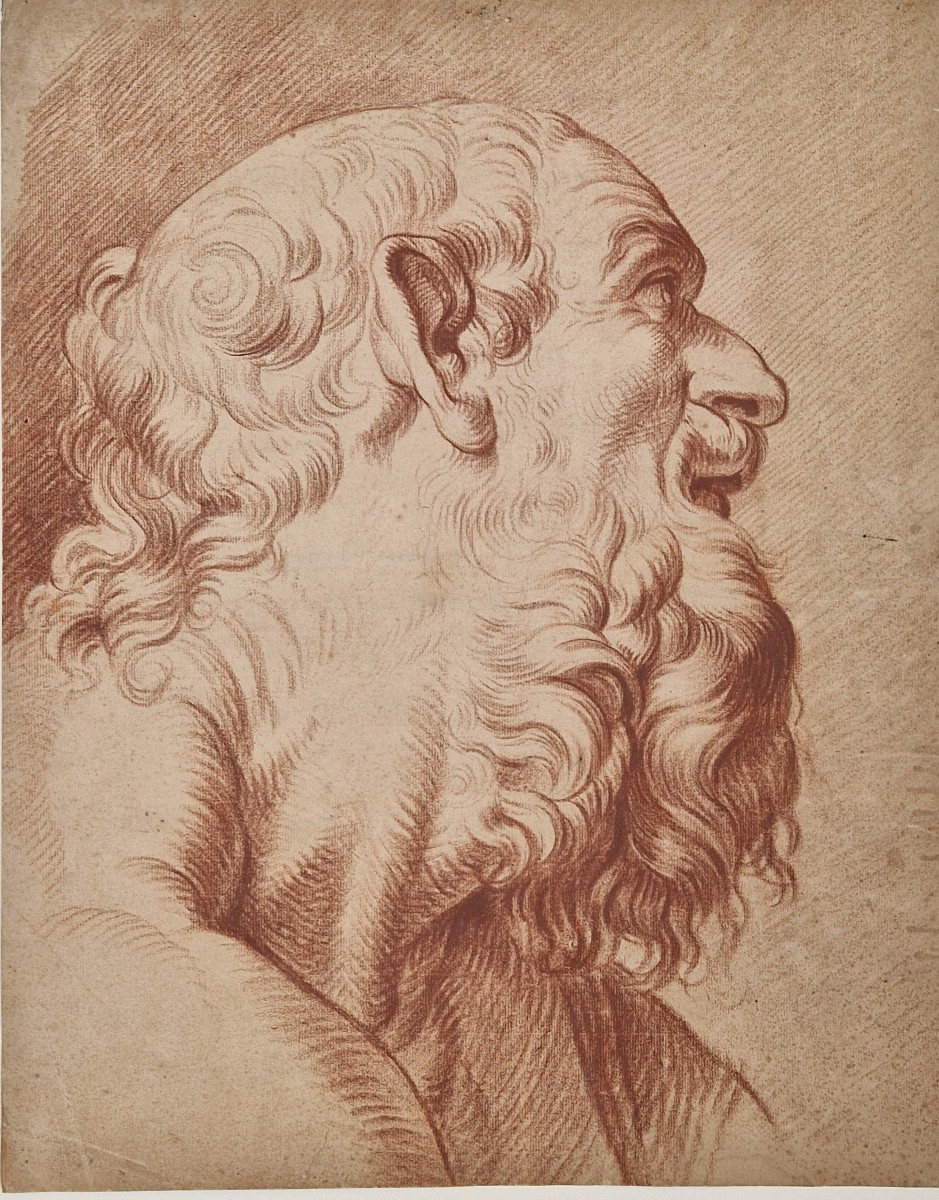 Ecole française 18ème siècle Un apôtre Dessin au crayon sanguine