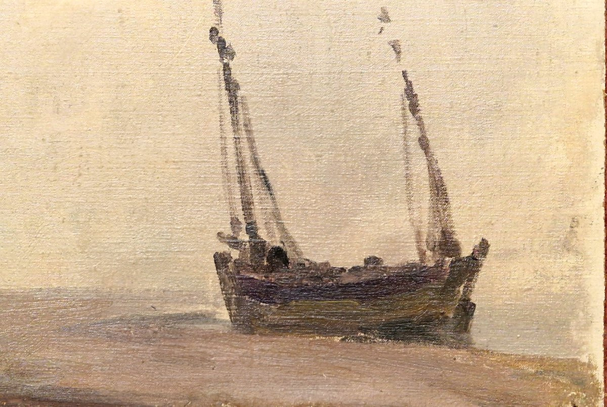 Georges Ricard-Cordingley 1873-1939  Bateau à quai à Boulogne sur mer-photo-3