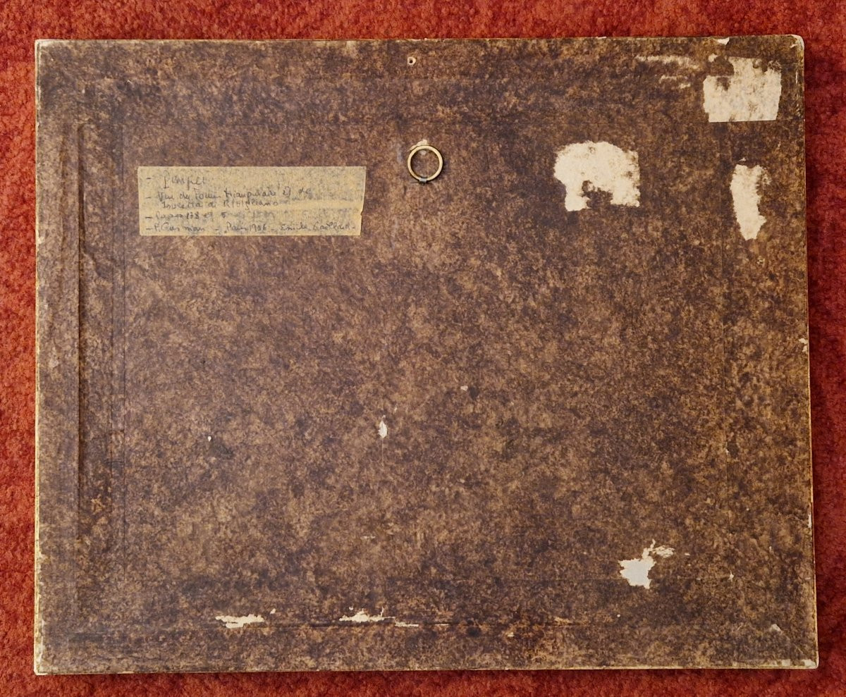 Achille Vianelli 1803-1894 Forum à Pompéï Aquarelle sur fond gravé -photo-1