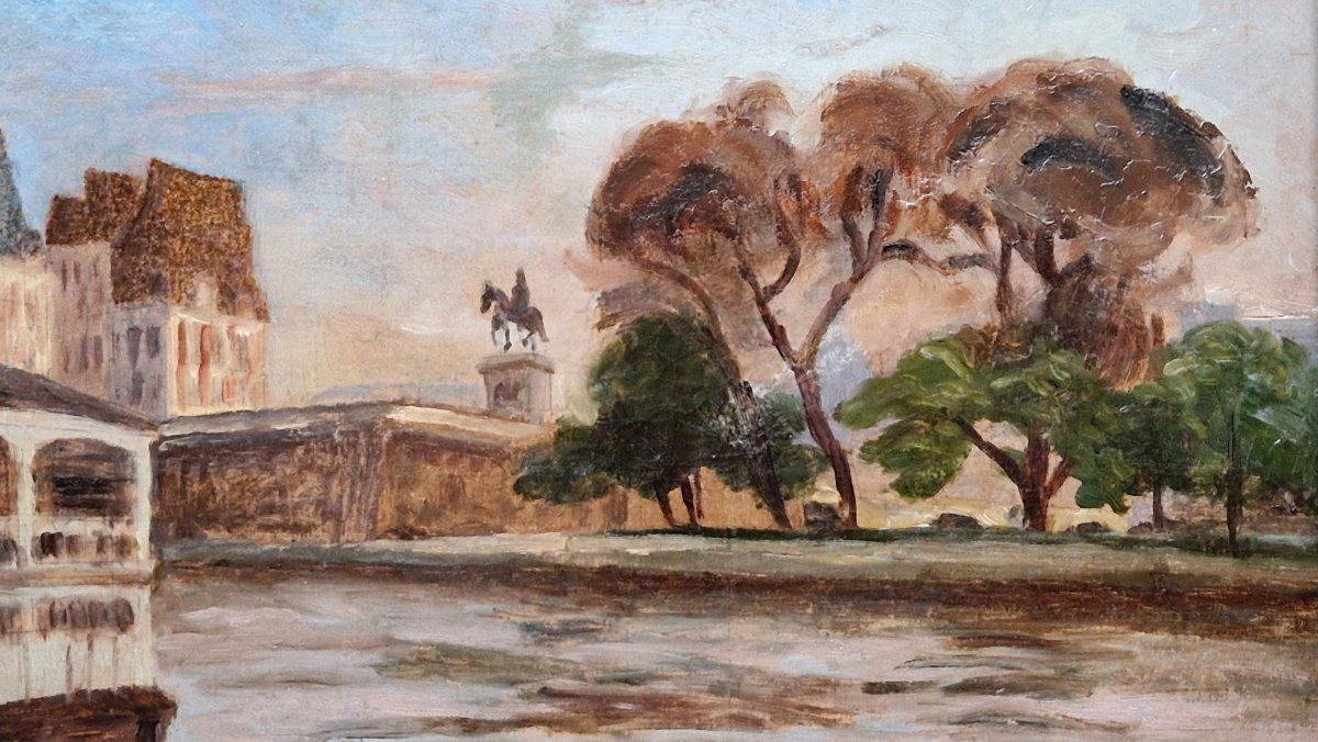 Abel Truchet 1857-1918 Paris le square du Vert-Galant Huile sur toile-photo-4