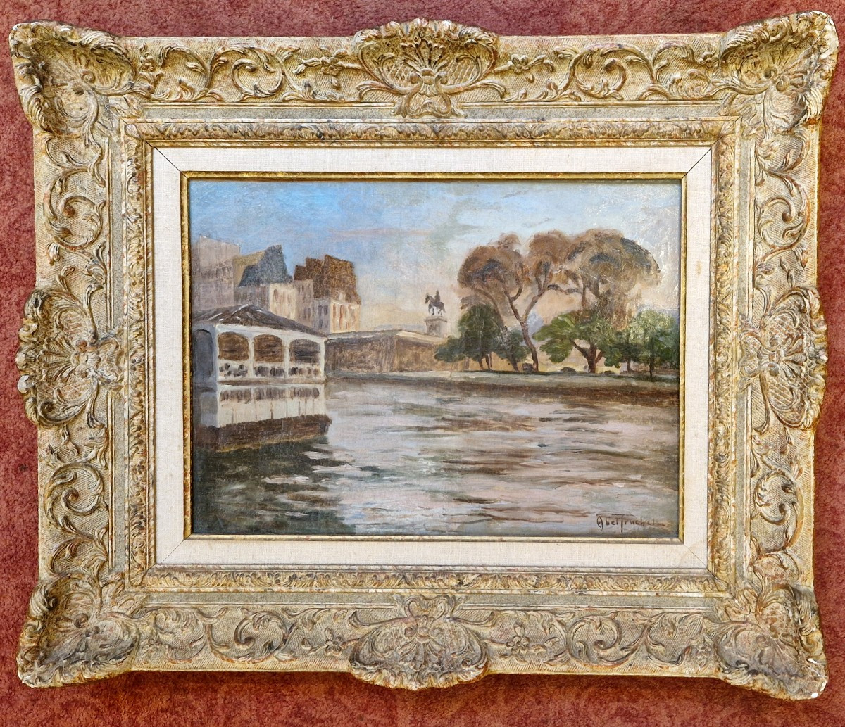 Abel Truchet 1857-1918 Paris le square du Vert-Galant Huile sur toile