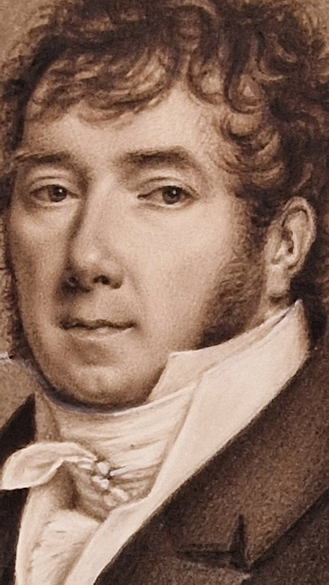 Jean Baptiste Isabey 1767-1855 (attribué à) Portrait d'homme Lavis brun-photo-4
