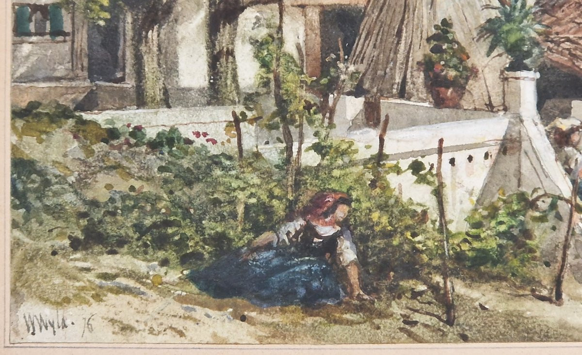 William Wyld 1806-1889 Maison au pays basque Aquarelle-photo-3