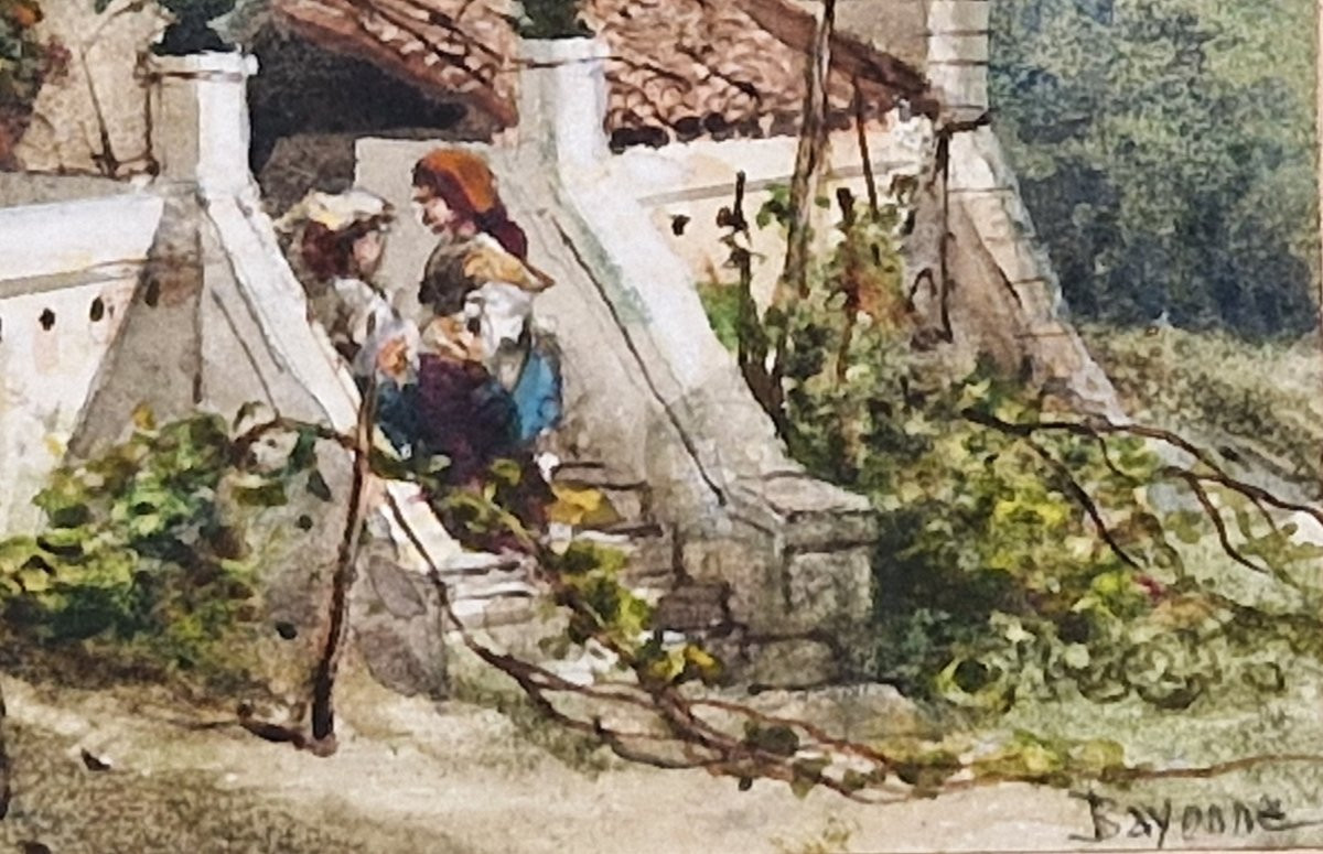 William Wyld 1806-1889 Maison au pays basque Aquarelle-photo-4