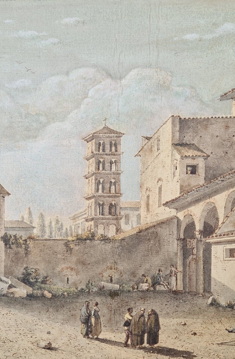 Victor Jean Nicolle 1754-1826 The Churches Of Santa Sabina And San Alexis On The Aventine Hill In Rome-photo-3