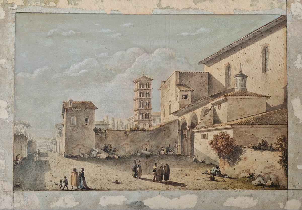 Victor Jean Nicolle 1754-1826 The Churches Of Santa Sabina And San Alexis On The Aventine Hill In Rome-photo-4