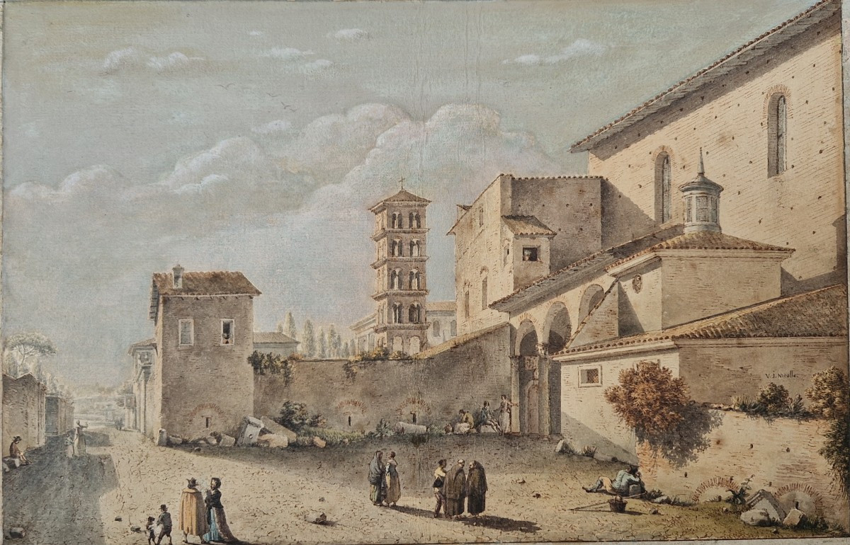 Victor Jean Nicolle 1754-1826 The Churches Of Santa Sabina And San Alexis On The Aventine Hill In Rome