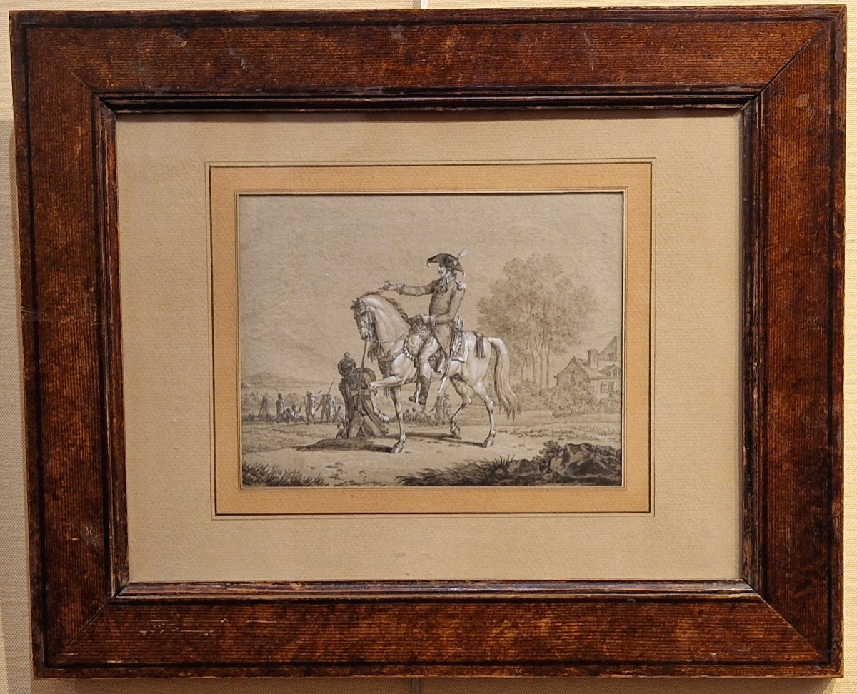 Jacques François Joseph Swebach 1763-1829 Mounted Officer And His Aide-de-camp Drawing
