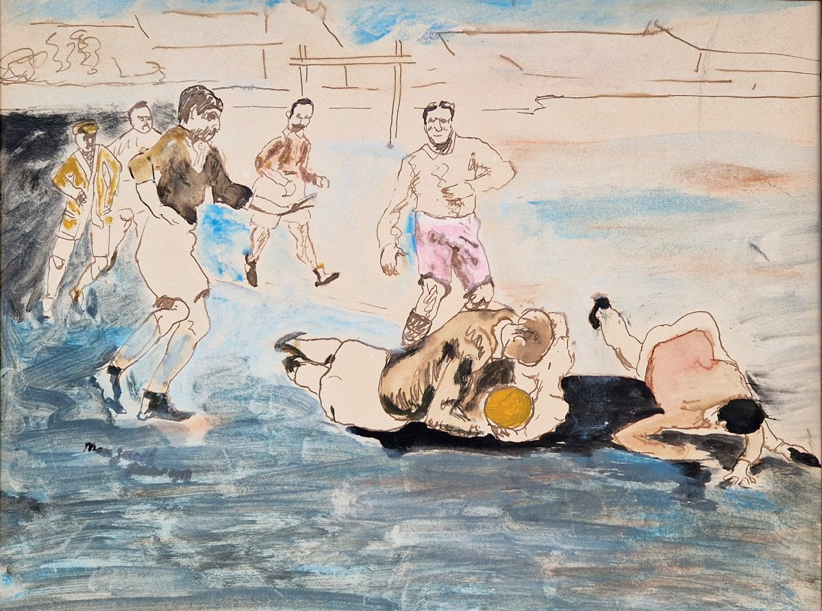 Max Jacob 1876-1944 The Rugby Match Pen And Gouache-photo-2