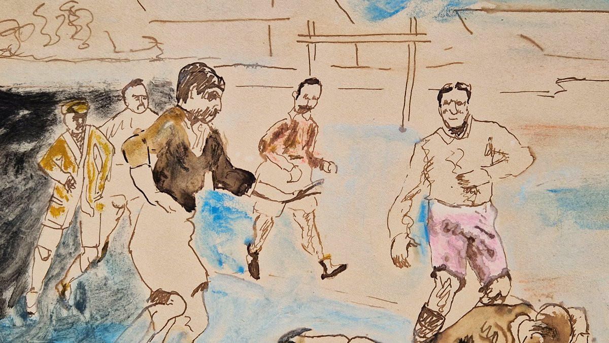 Max Jacob 1876-1944 The Rugby Match Pen And Gouache-photo-3