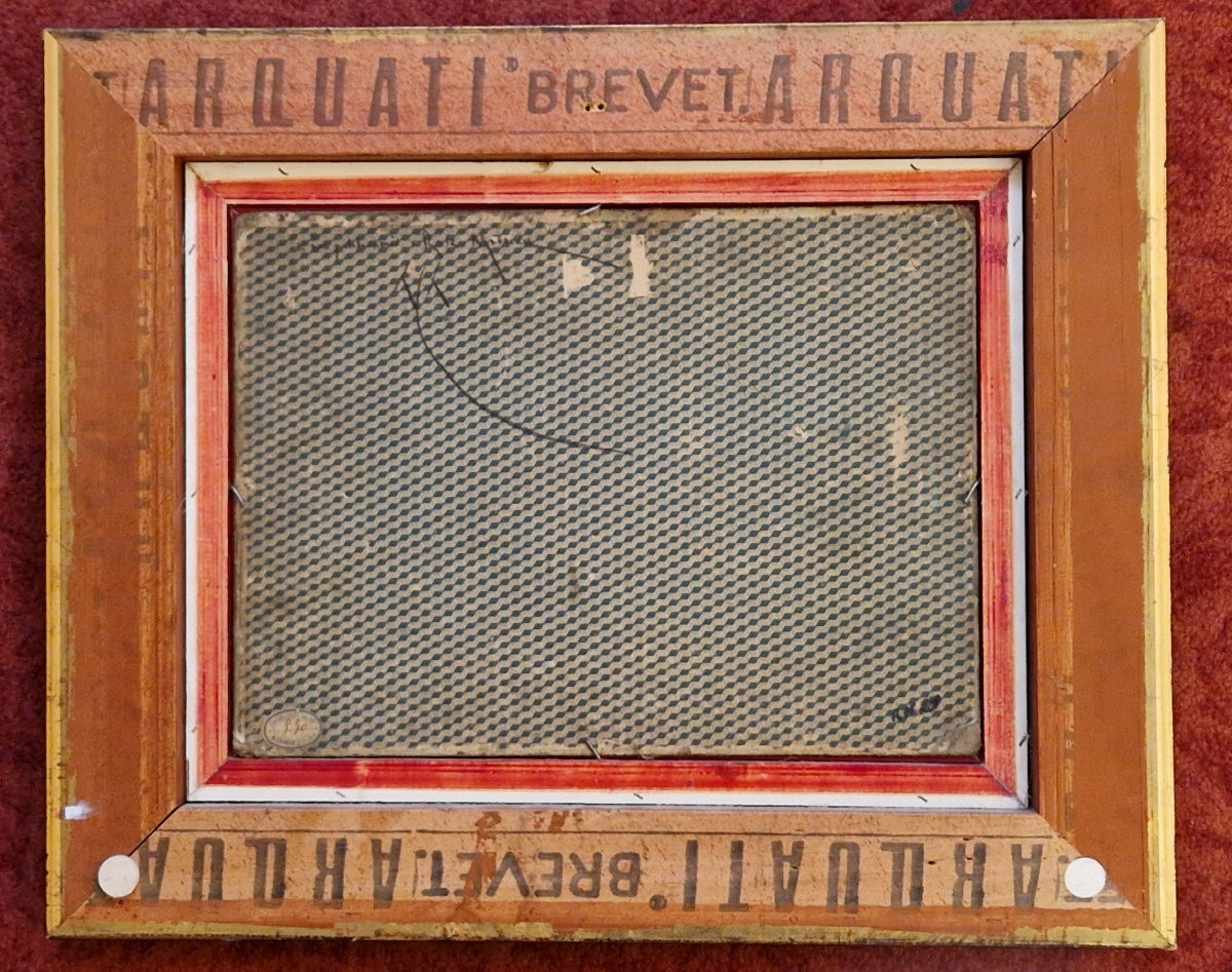 Henri Harpignies 1819-1916 Rivière au crépuscule Huile sur carton-photo-2