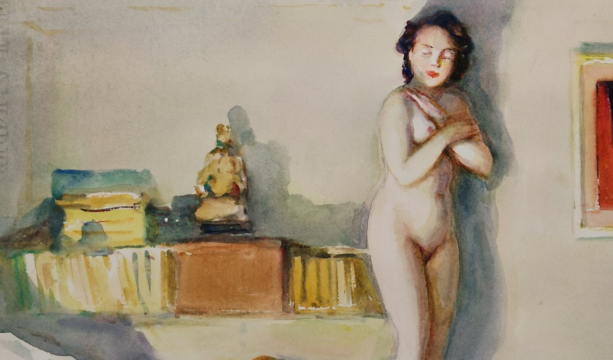 Isidore Rosenstock 1880-1956 Dans La Chambre Au Nu Féminin Watercolor-photo-2