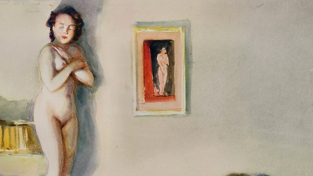 Isidore Rosenstock 1880-1956 Dans La Chambre Au Nu Féminin Watercolor-photo-3