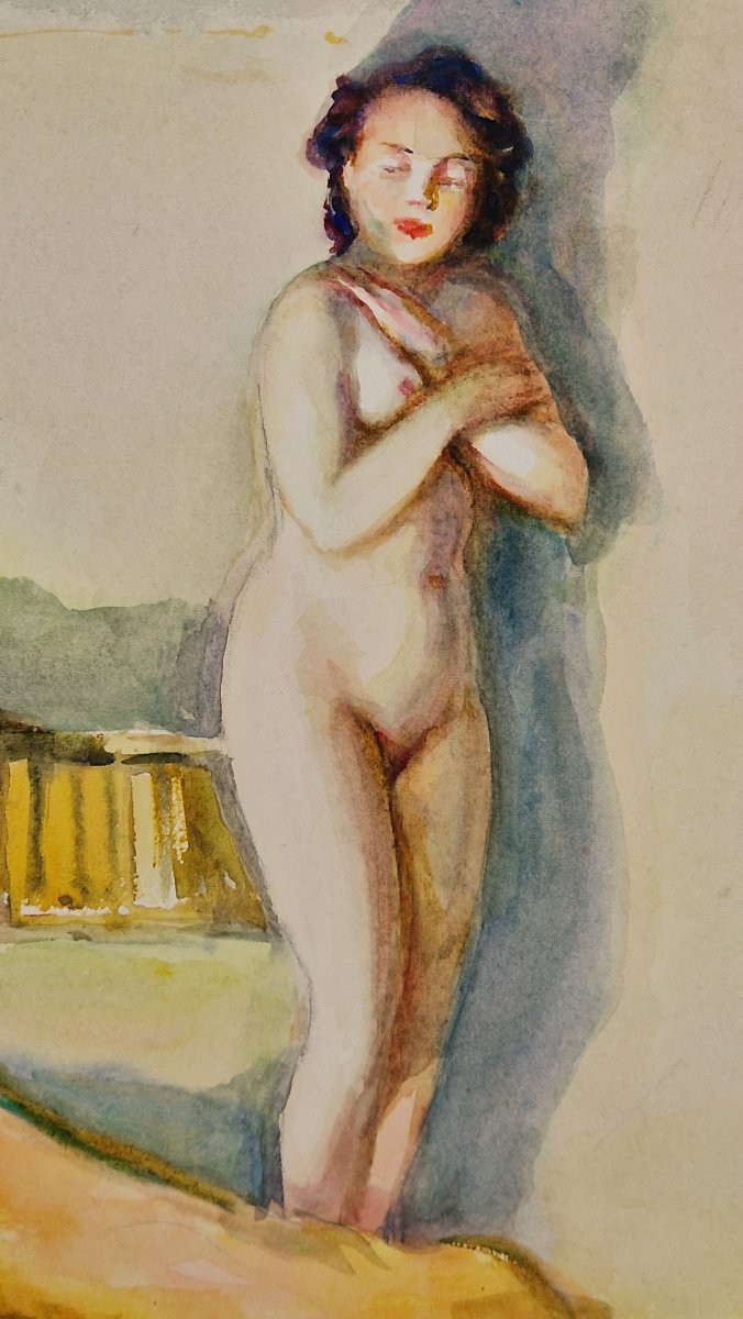 Isidore Rosenstock 1880-1956 Dans La Chambre Au Nu Féminin Watercolor-photo-4