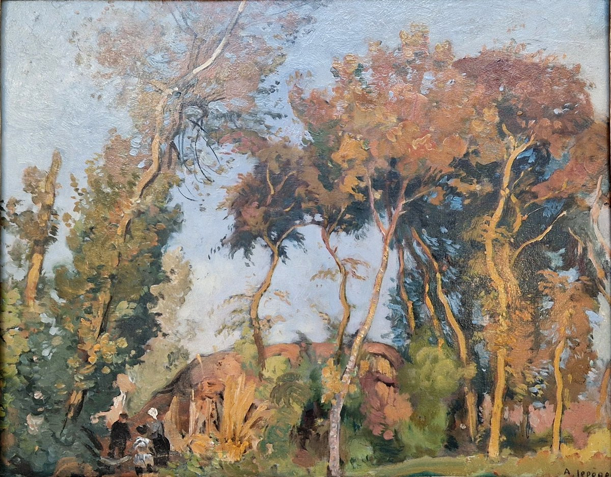 Auguste Lepère 1849-1918 Paysage vendéen Huile sur panneau-photo-2
