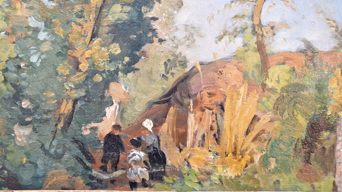 Auguste Lepère 1849-1918 Paysage vendéen Huile sur panneau-photo-3