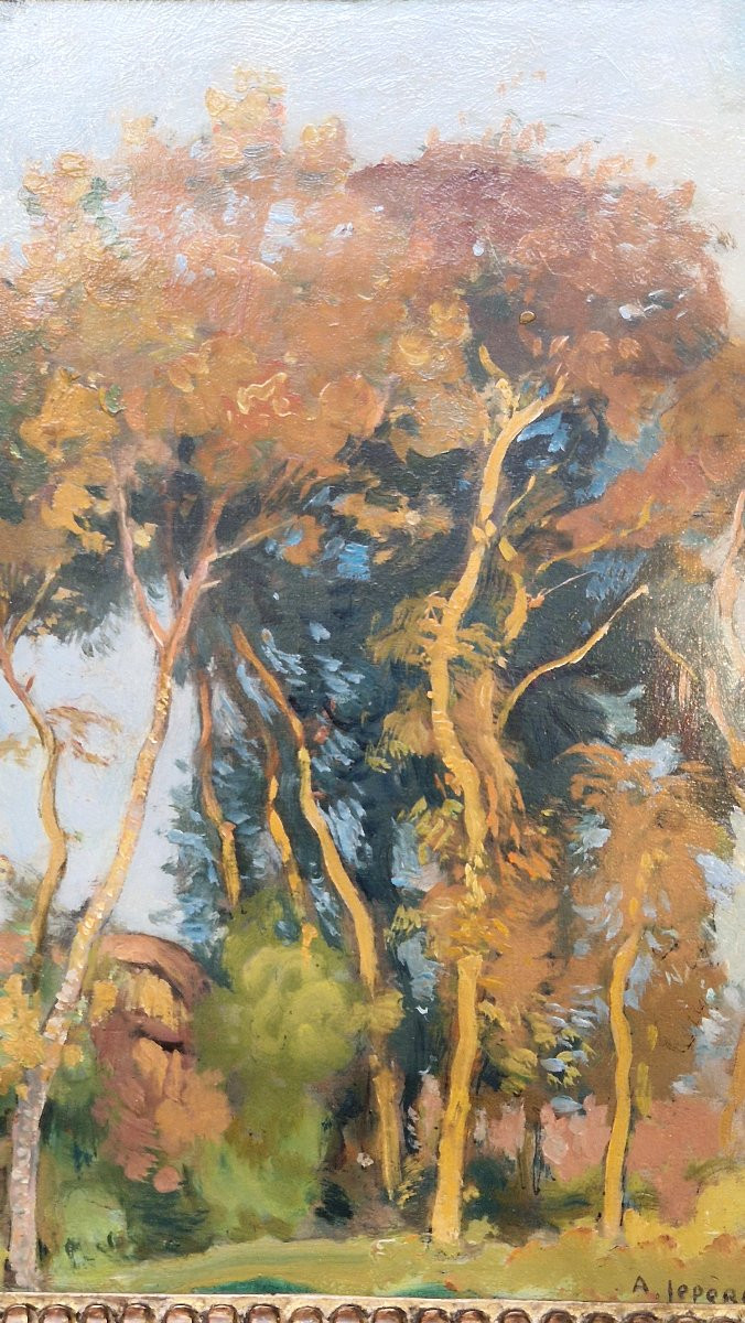 Auguste Lepère 1849-1918 Paysage vendéen Huile sur panneau-photo-3