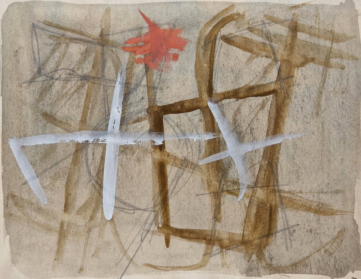 Jacques Germain 1915-2001 Abstract Composition Watercolor-photo-2