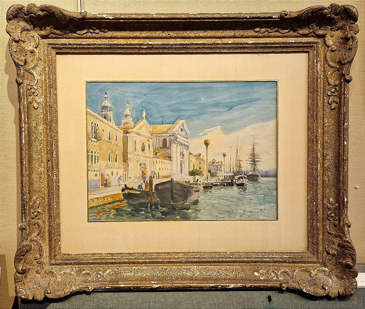 Gaston Roullet 1847-1925 Venice The Gesuati Church Watercolor