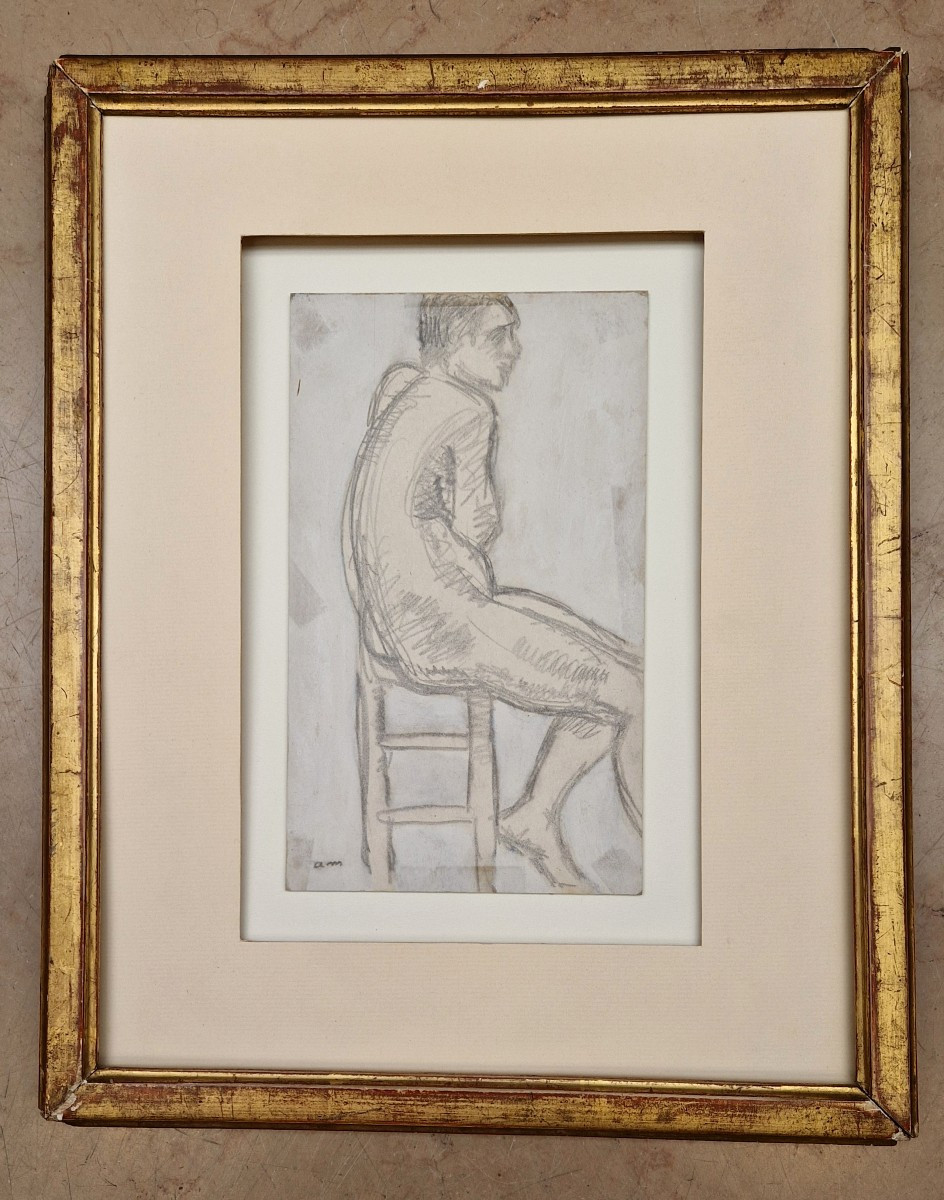 Albert Marquet 1875-1947 Seated Male Nude Black Pencil And Watercolour