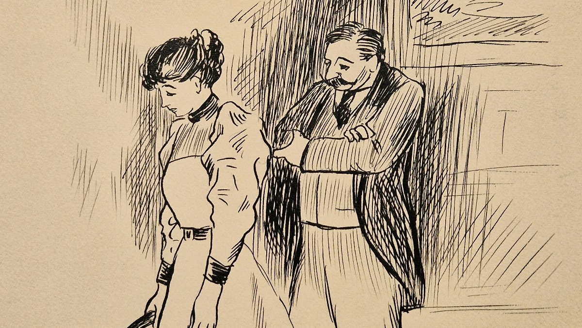 Jean-louis Forain 1852-1931 Le couple Dessin à la plume-photo-3