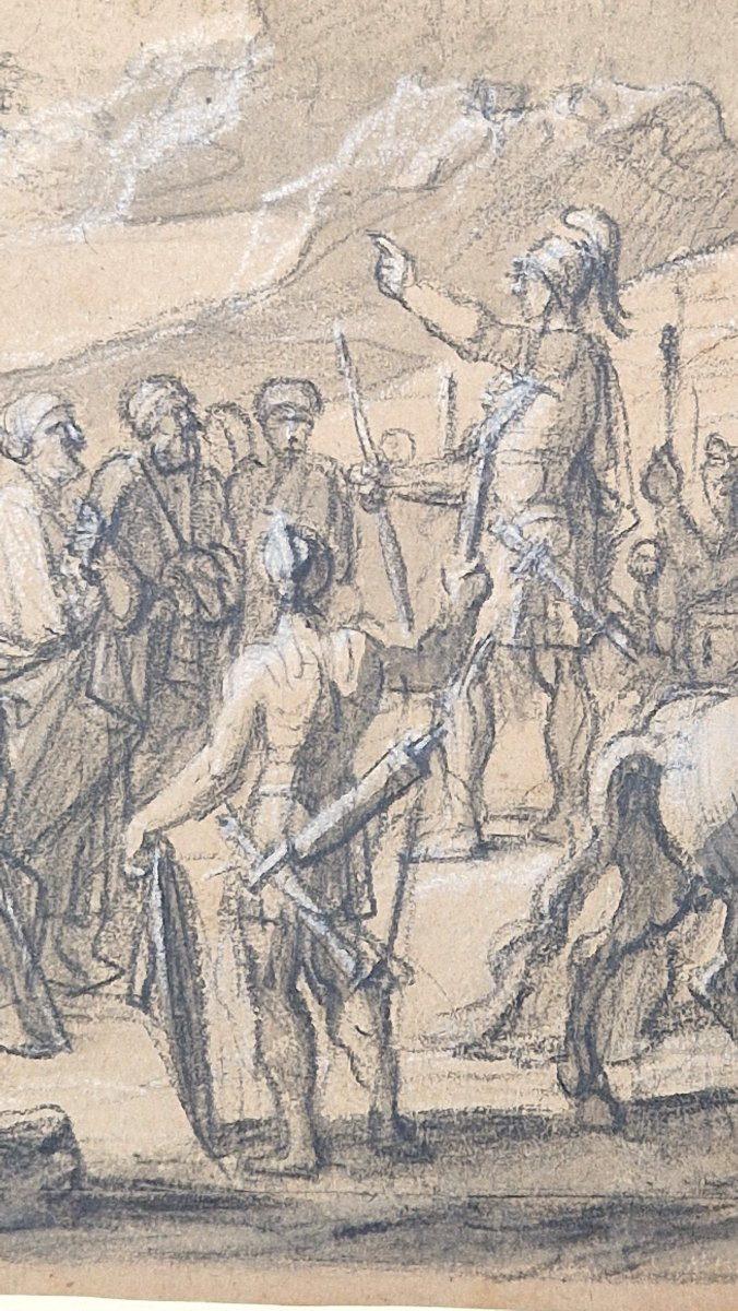 François Verdier 1651-1730 King David Addressing His People Black Stone Drawing-photo-4