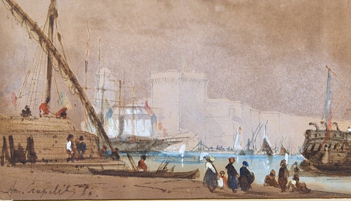 Louis Amable Crapelet 1822-1867 The Marseille Gate Watercolor And Gouache-photo-2
