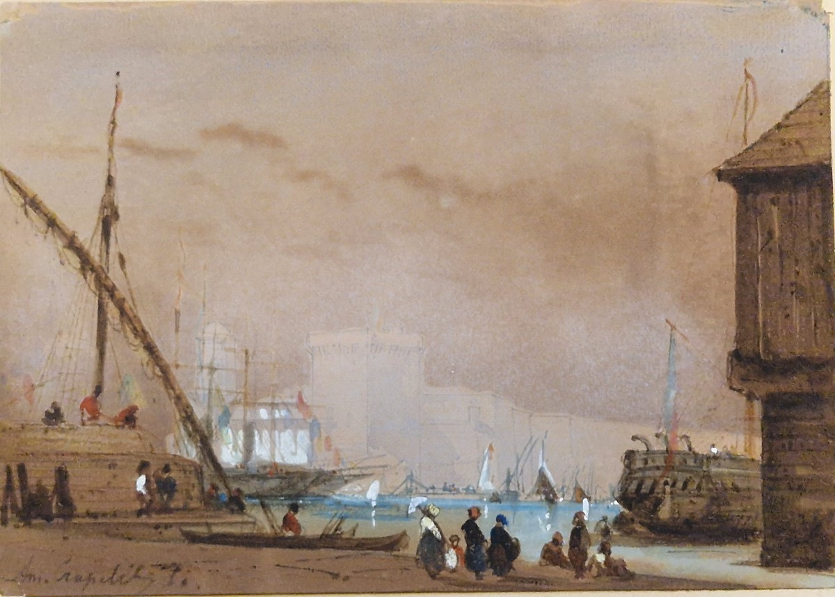Louis Amable Crapelet 1822-1867 The Marseille Gate Watercolor And Gouache
