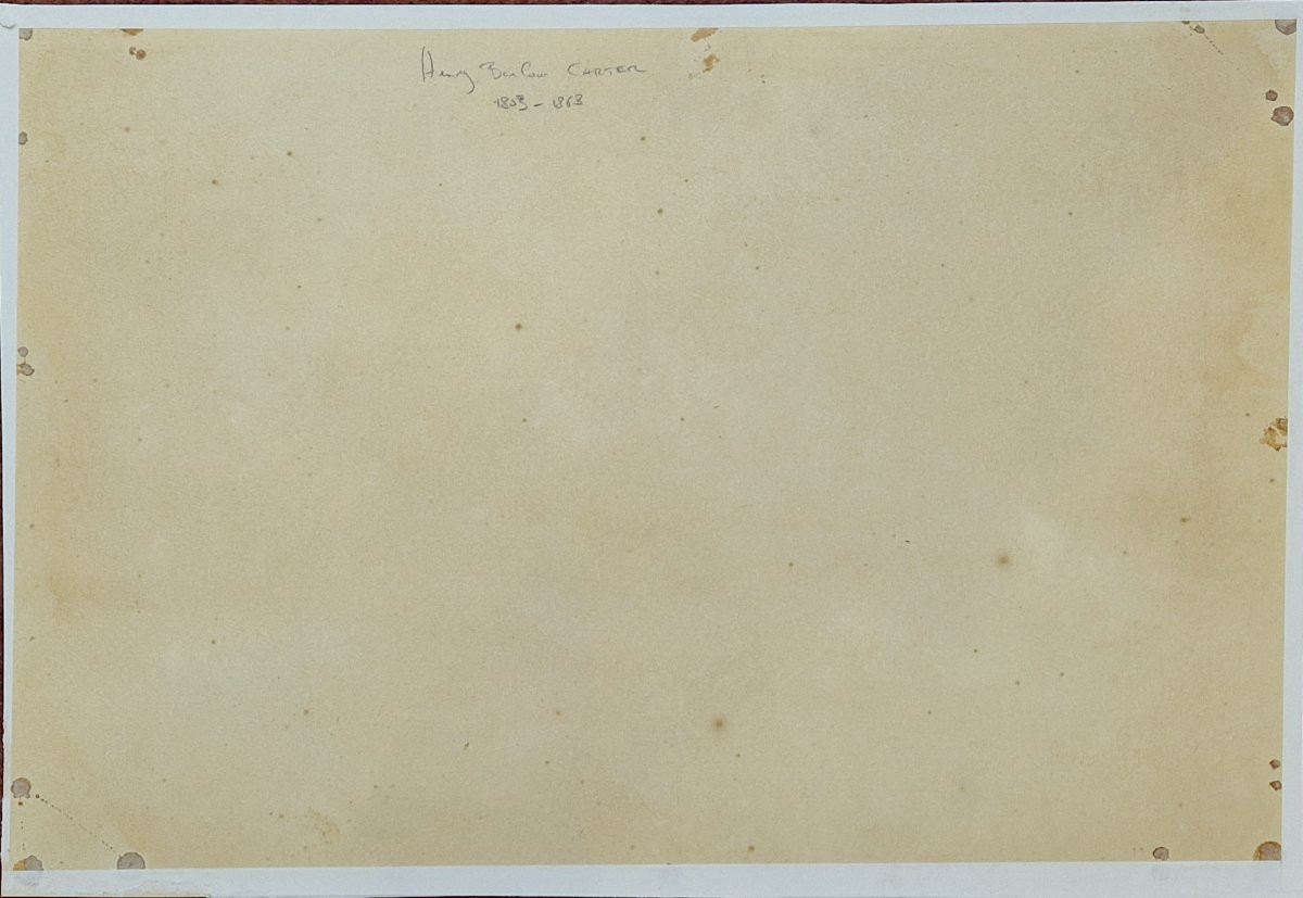 Henry Barlow Carter 1803-1868 Coup de mer face au phare Aquarelle-photo-2