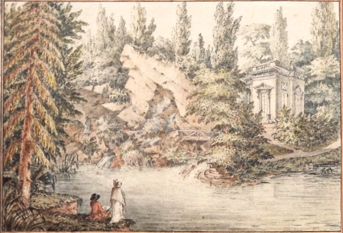 Jean Baptiste Lallemand 1716-1803 Vue du rocher du petit Trianon Versailles Aquarelle-photo-2