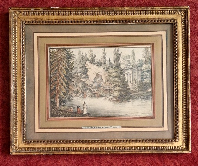 Jean Baptiste Lallemand 1716-1803 Vue du rocher du petit Trianon Versailles Aquarelle