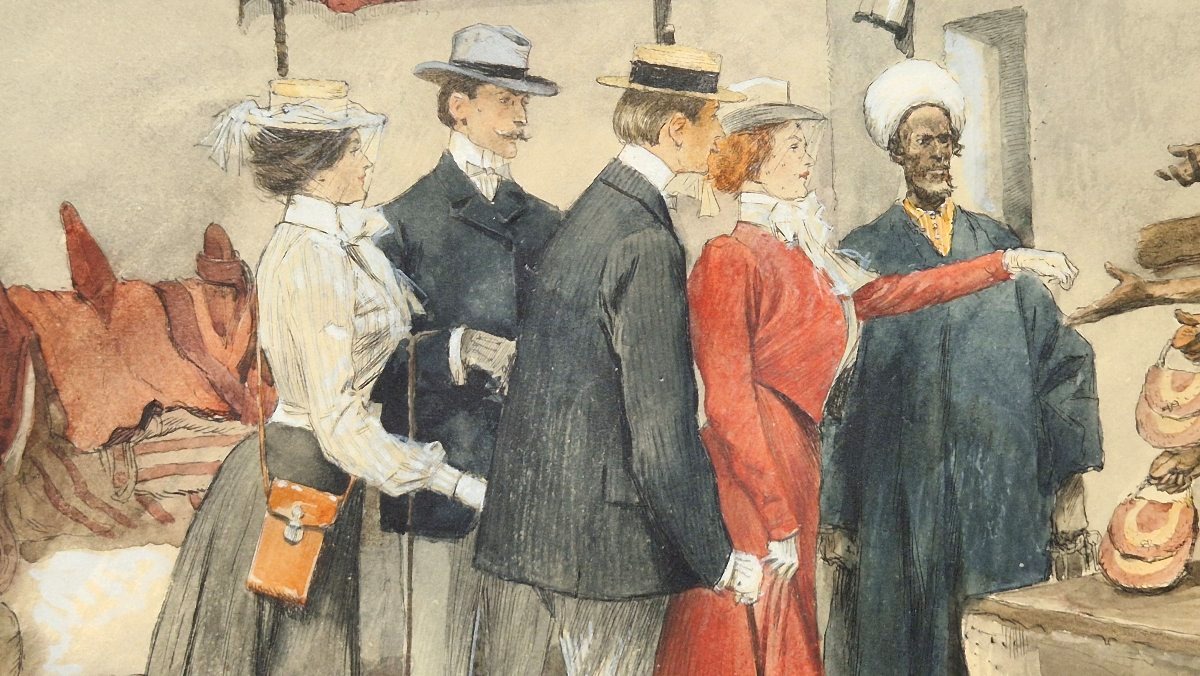 Georges Scott 1873-1942 Charité orientale Aquarelle et gouache-photo-2