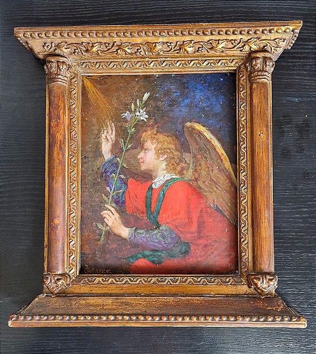 Léon Glaize 1842-1931 Ange de l'Annonciation Huile sur panneau