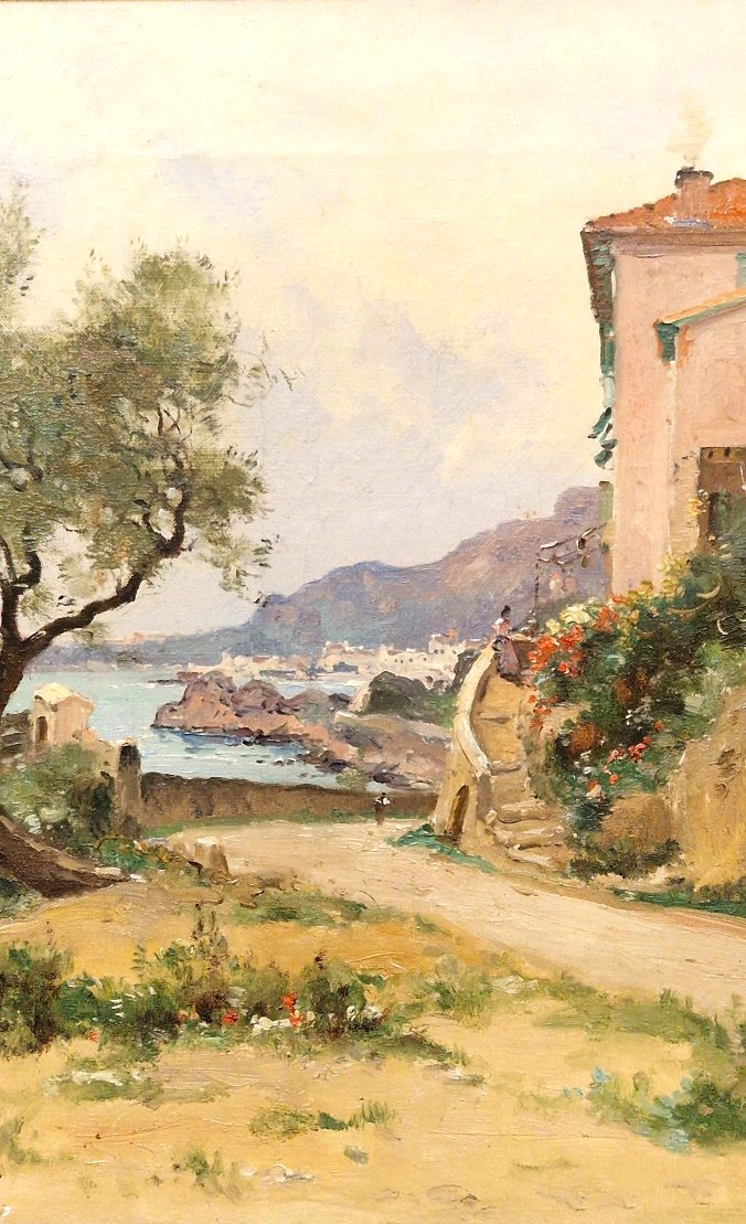 Marie Joseph Léon Iwill 1850-1923 Italian Coast Towards Bordighera Oil On Canvas-photo-4