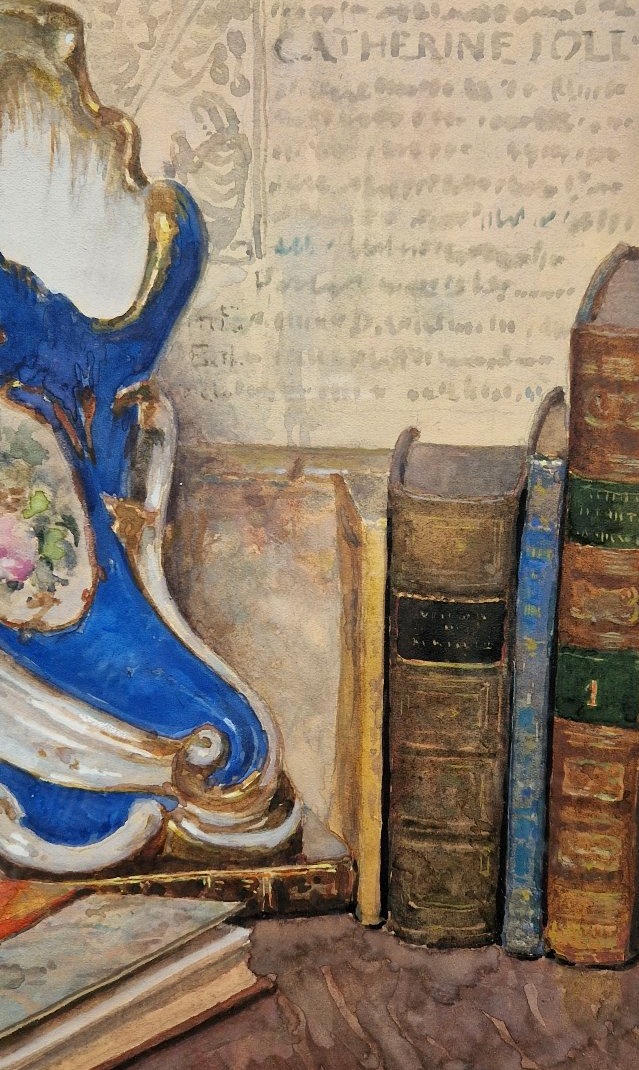 Jacques Georges SCHULTZ-DAL 1894-1964 Nature morte au vase bleu Aquarelle-photo-4